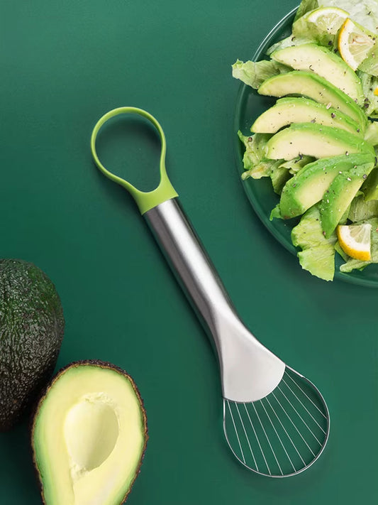 Efficient avocado slicing and peeling with sharp stainless steel blades for smooth and easy fruit preparation