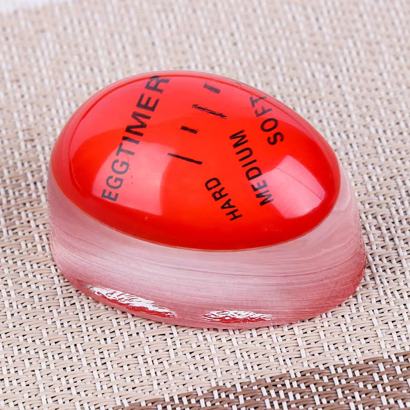 Close-up of the egg timer, highlighting its heat-sensitive feature and precise cooking performance