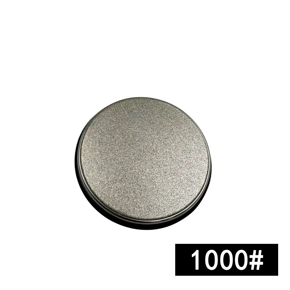 Close-up of the 1000 grit diamond sharpening disc designed for use with the rolling magnetic knife sharpener, ideal for coarse blade honing