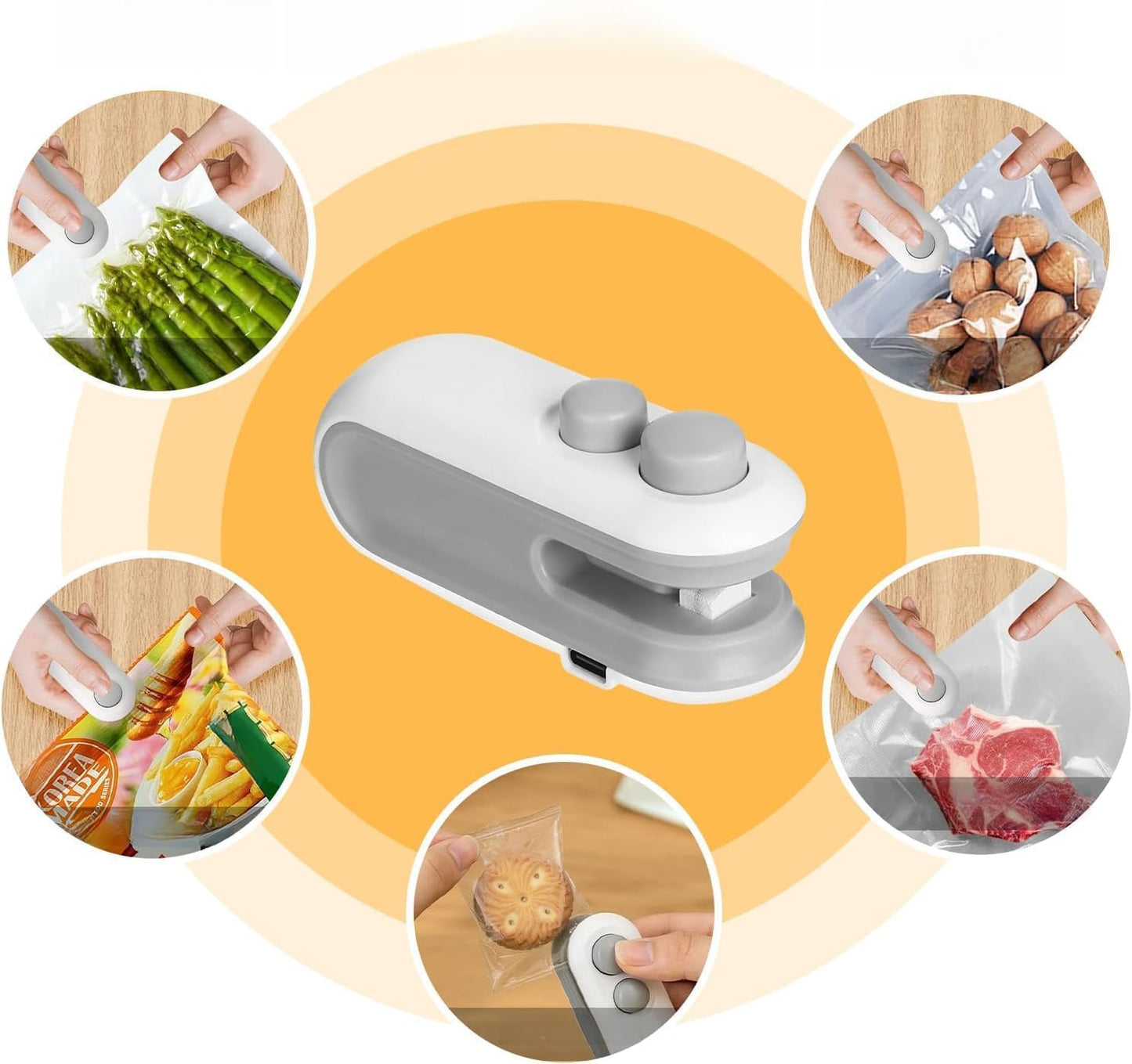 Mini bag heat sealer USB rechargeable for resealing snack bags and preserving food freshness