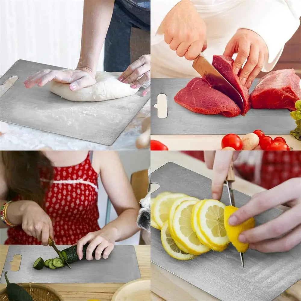 Multi-Purpose Stainless Steel Cutting Board for Chopping Meat, Vegetables, Fruits, and Dough