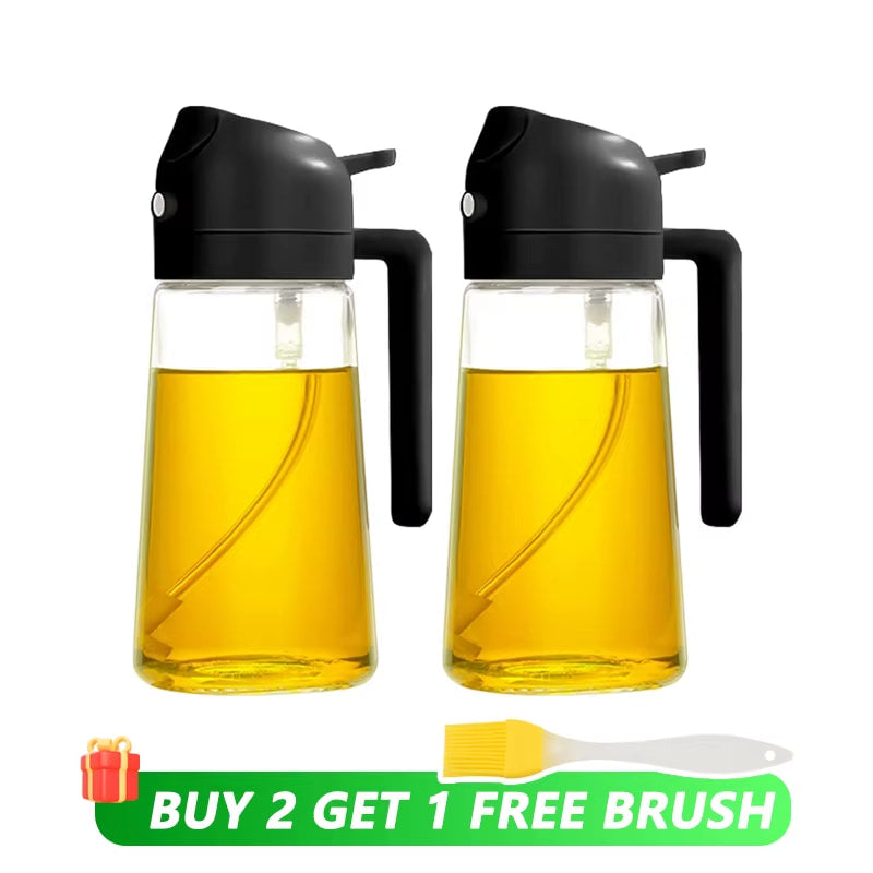 Set of 2 black oil sprayer and pourer bottles for precise and mess-free cooking control