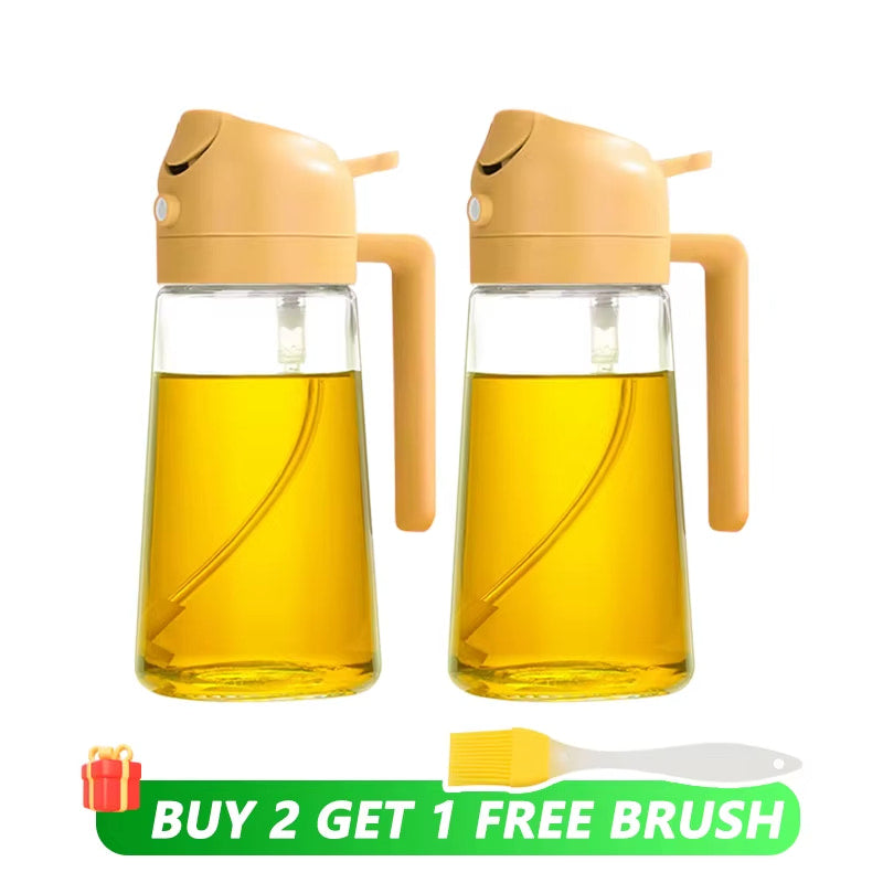 Set of 2 orange oil sprayer and pourer bottles for vibrant, mess-free oil dispensing in your kitchen