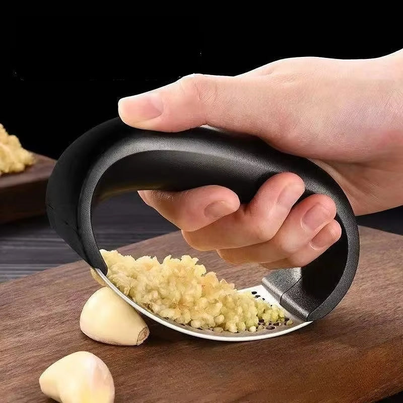 Premium stainless steel garlic press crusher for easy and efficient garlic mincing