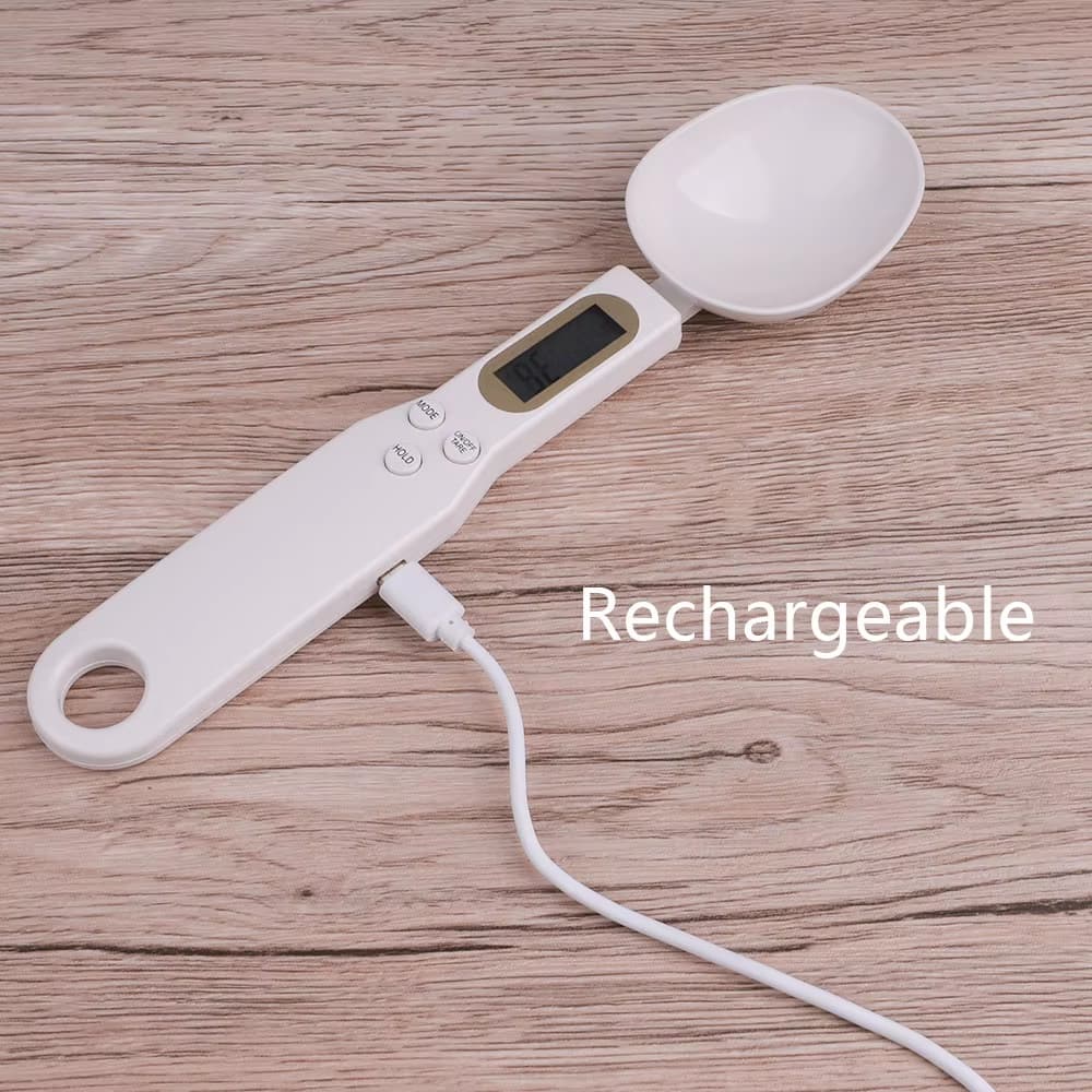 Rechargeable digital measuring spoon with long-lasting battery