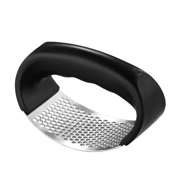 Premium stainless steel garlic press with ergonomic design for easy use and durability
