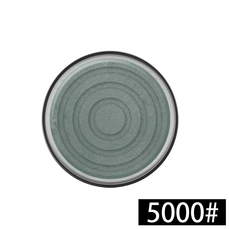 Detailed view of the 5000 grit whetstone sharpening disc compatible with the magnetic rolling knife sharpener, suitable for initial coarse sharpening