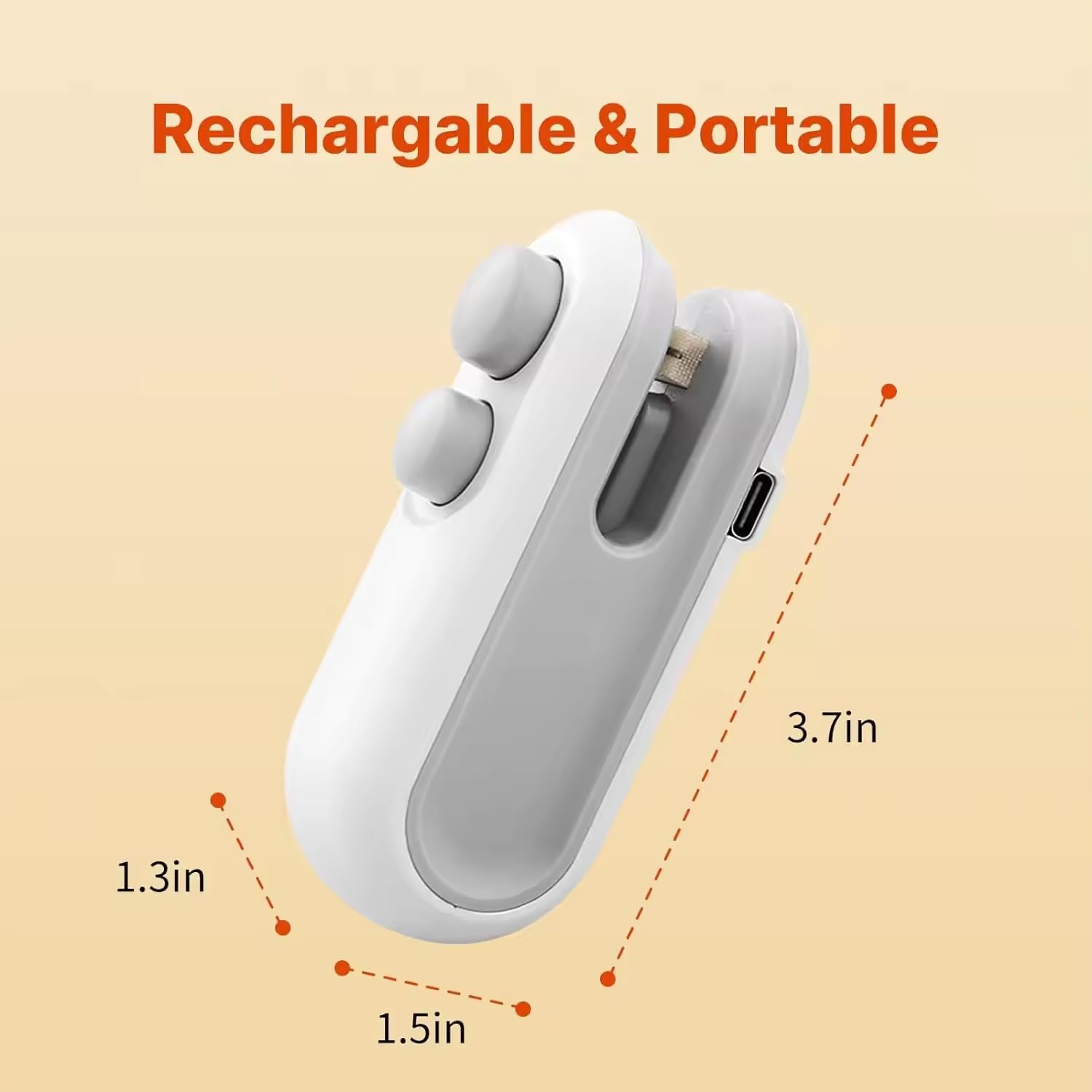Mini bag sealer showing product dimensions for easy comparison