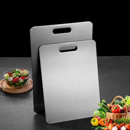 Durable Double-Sided Stainless Steel Cutting Board for Kitchen - Strong, Hygienic, and Sleek Design